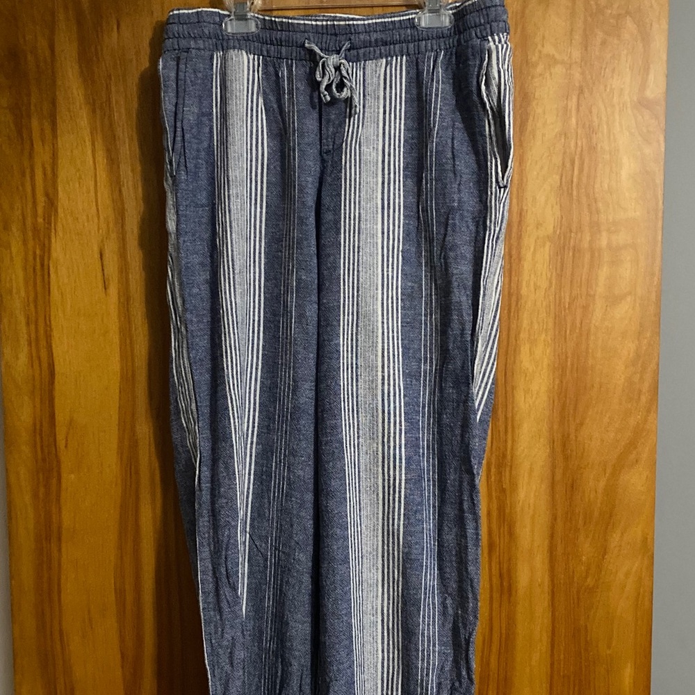 Mid-Rise Wide-Leg Linen-Blend Pull-On Pants